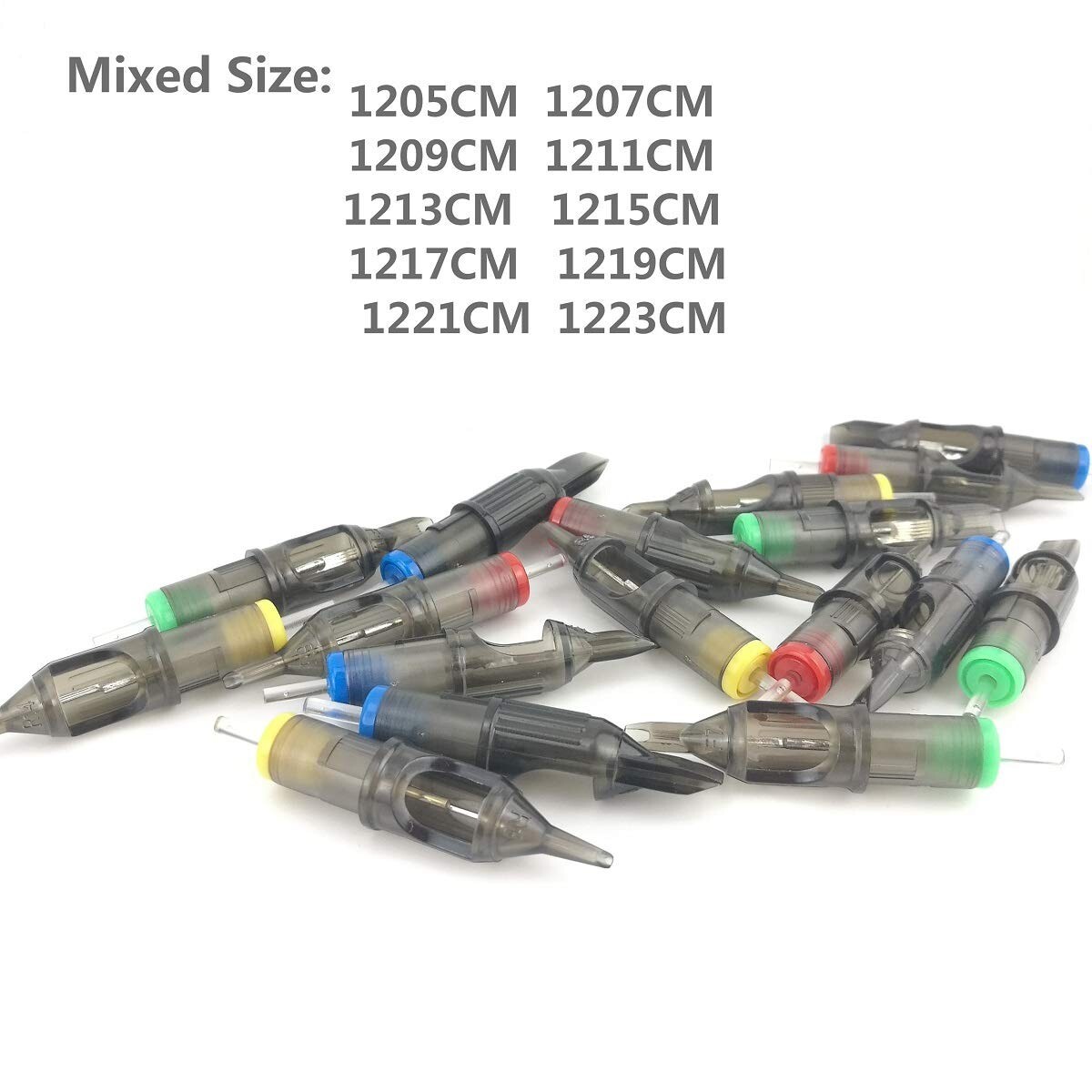 50Pcs Poseidon Tattoo Cartridge Needles Long Taper for Makeup Assorted Mixed Sz