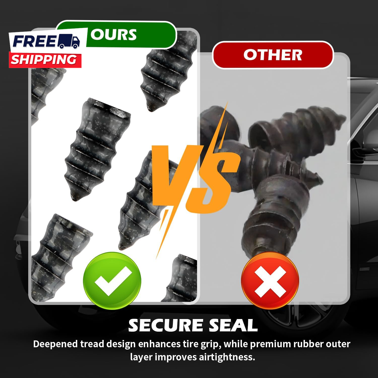 2026 Upgraded 60PCS Screw in Tire Plugs Self Service Tire Plugs Kit with Screwdr