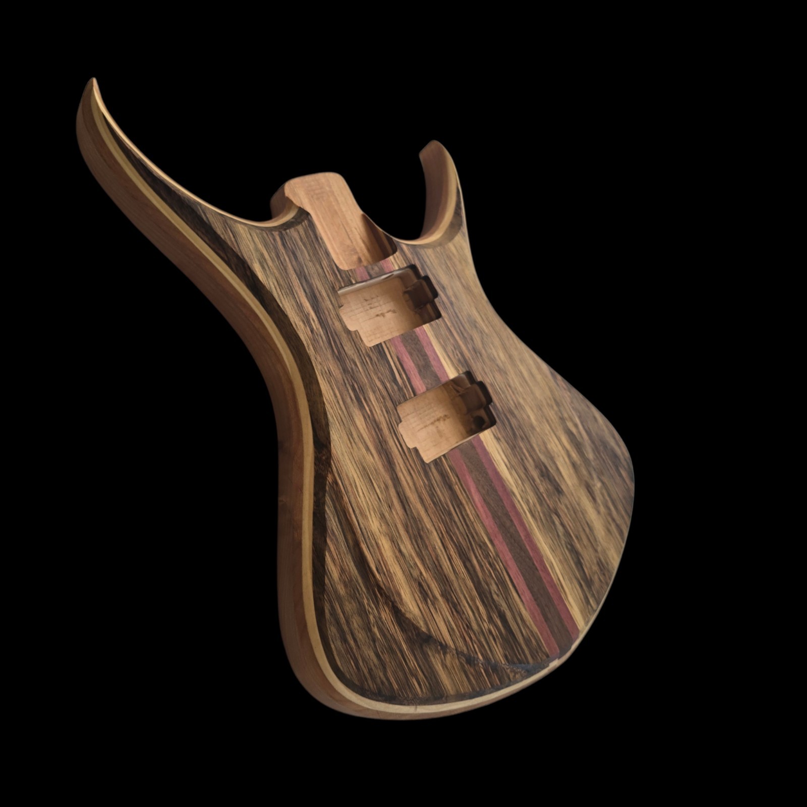 Alembic Style Custom Guitar Body 1 of a Kind Handmade Black Limba/Alder Luthier