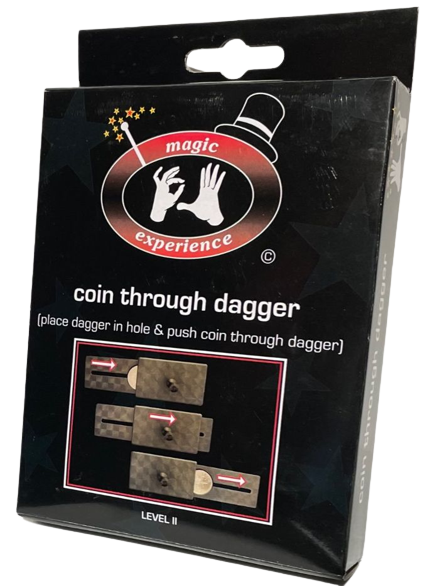 COIN THROUGH DAGGER Close Up Magic Trick Super Spike Sword Frame Slides Puzzle