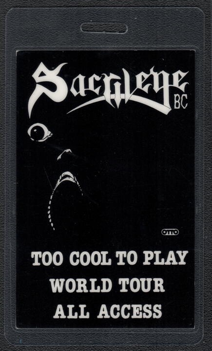 Sacrilege BC Backstage Pass - 1988 Laminated Pass