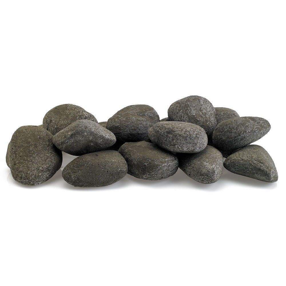 Midwest Hearth Ceramic Lite Stones, 15 Stone Set, Thunder Gray