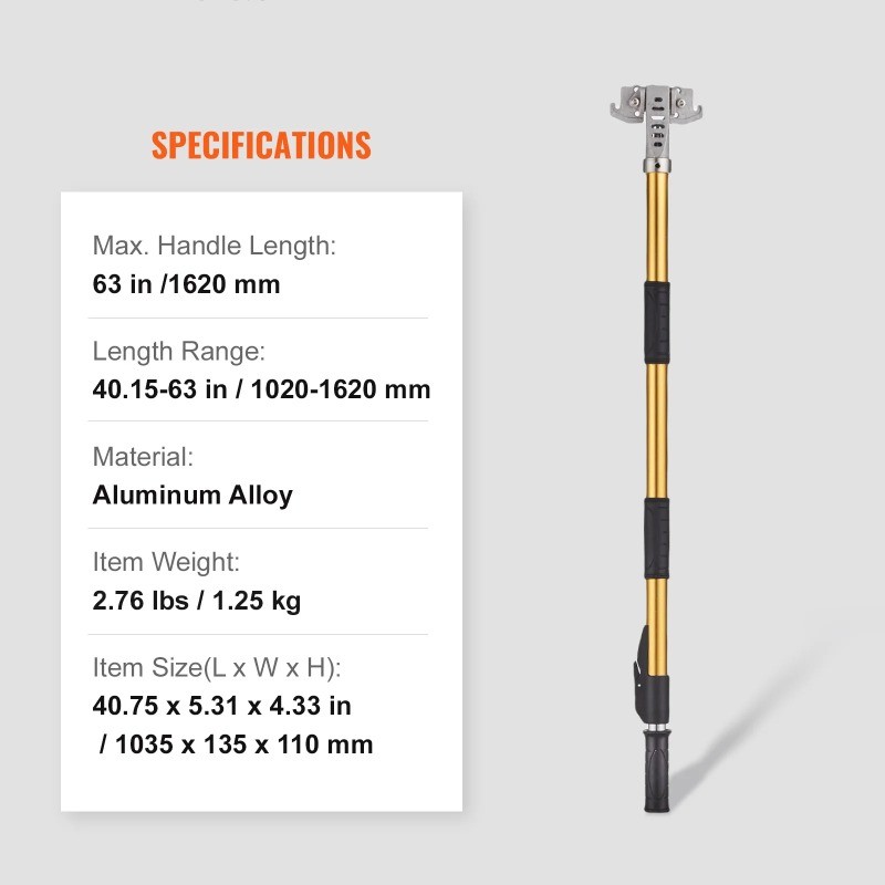 BENTISM Drywall Flat Box Handle Flat Finishing Handle 40''-64'' Extendable Paint