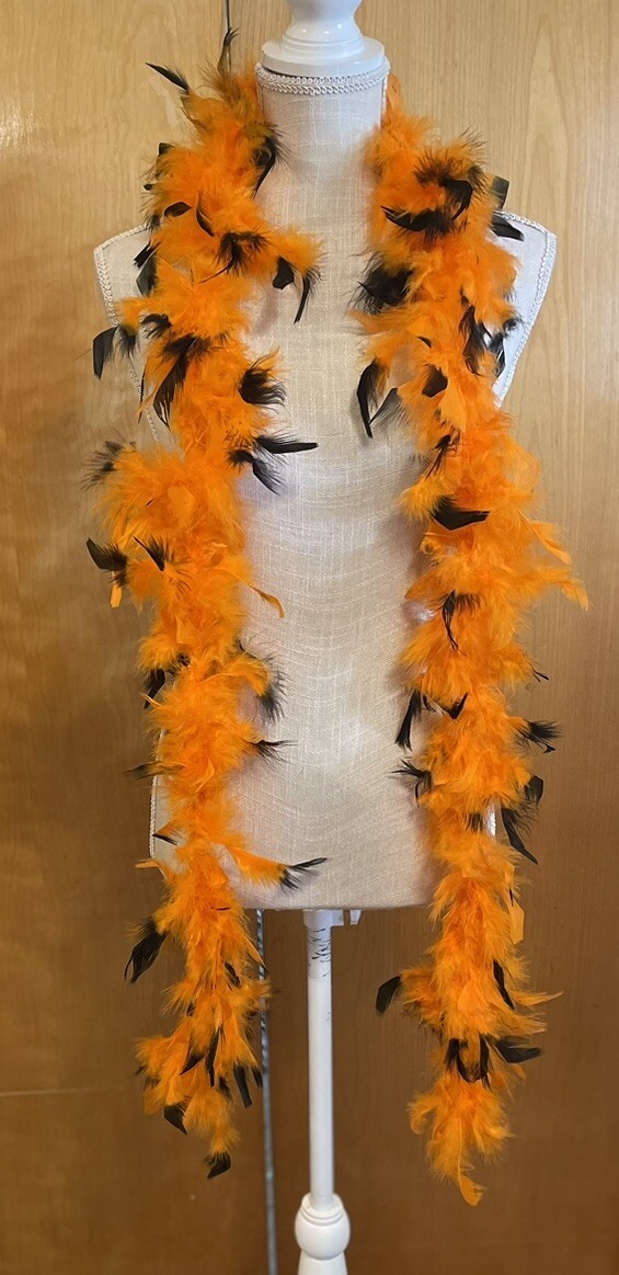 Feather Garland Boa 6ft Orange Black Halloween Costume Dance Party New MSRP$7.99