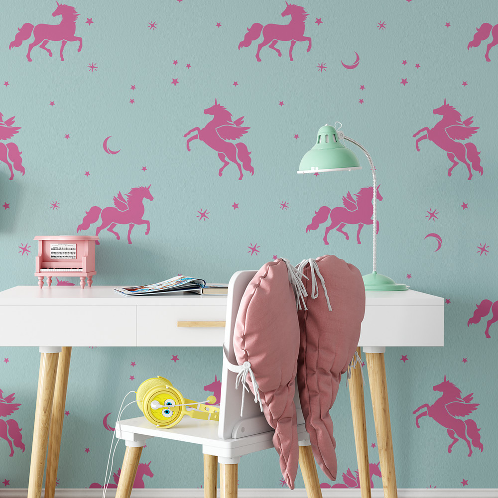 Magical Unicorn Pattern Wall Stencil - Durable & Reusable Mylar Stencils