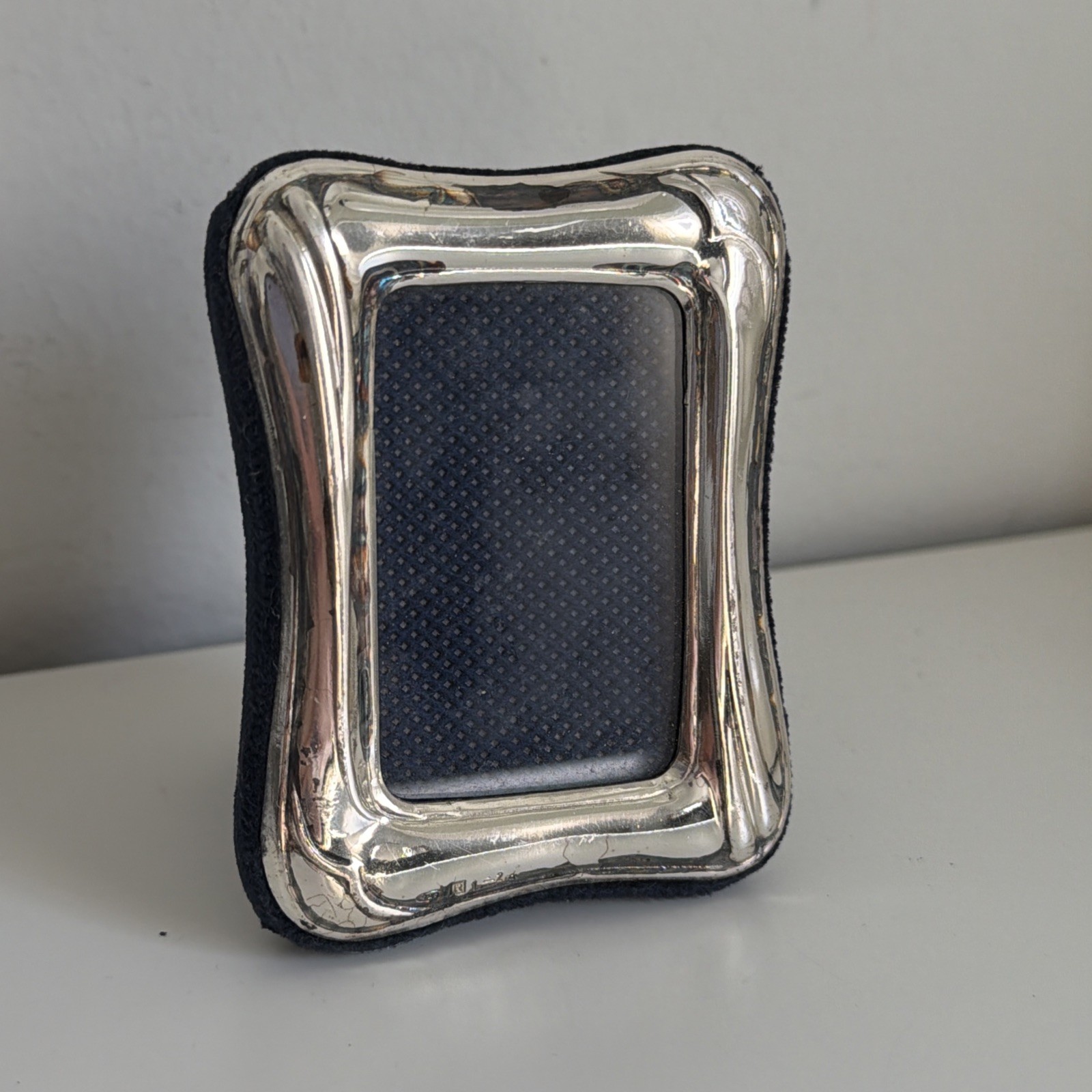 Vintage Sterling Silver 925 Small Frame Velvet 2x3 R 1÷2gv Riccio Argenti Italy