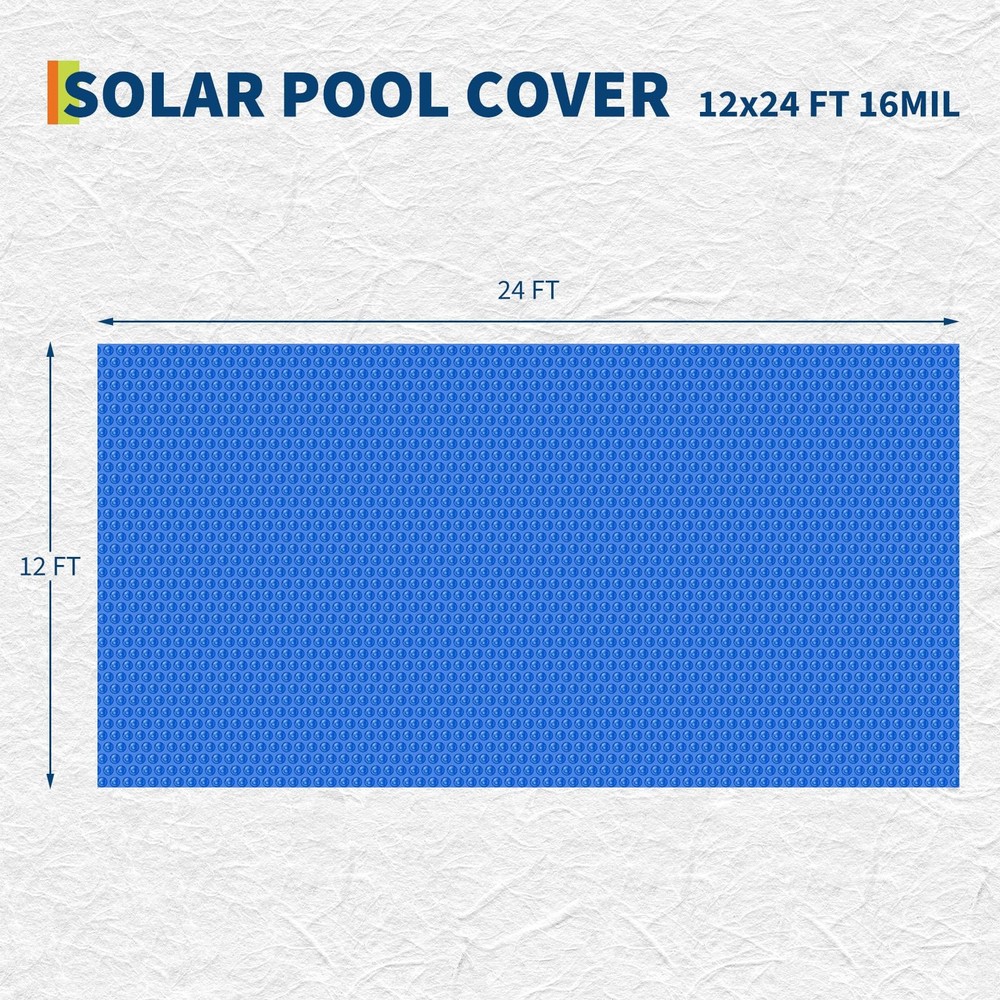 ✨24/32/36ft Rectangular Solar Pool Cover Insulating 16-MIL Heat Retaining Blanke