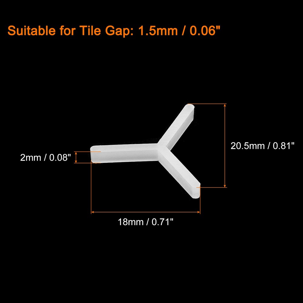 600Pcs Wall Floor Tile Plastic Y Type Spacers Tiling Tools 1.5mm 1/16" White