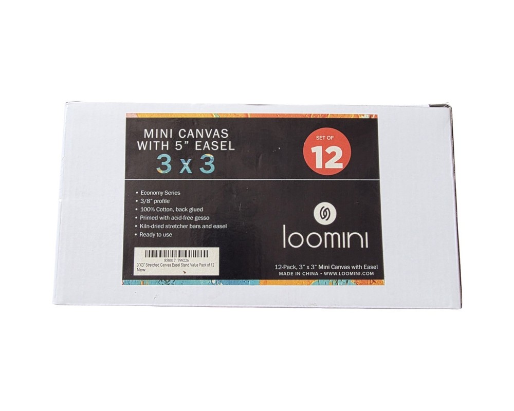 Academy,Mini Canvas 3X3 With Easel 5” 12 Pack