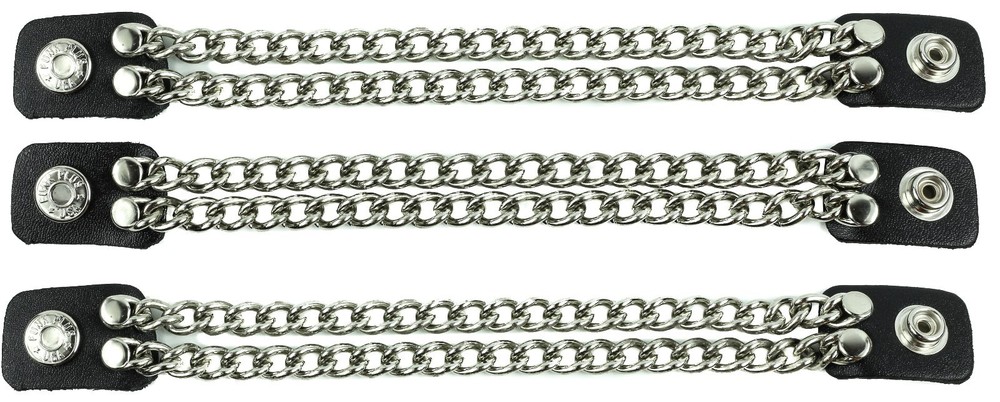 Vest Extender 2 Row Silver Chain Biker MC Jacket Motorcycle Snap-3 pc