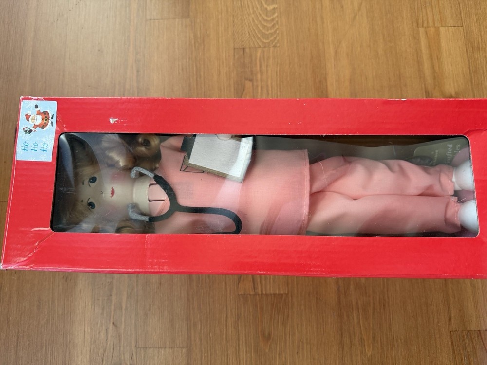 Nutcracker Blonde Nurse RN Pink Scrubs 14 Inch