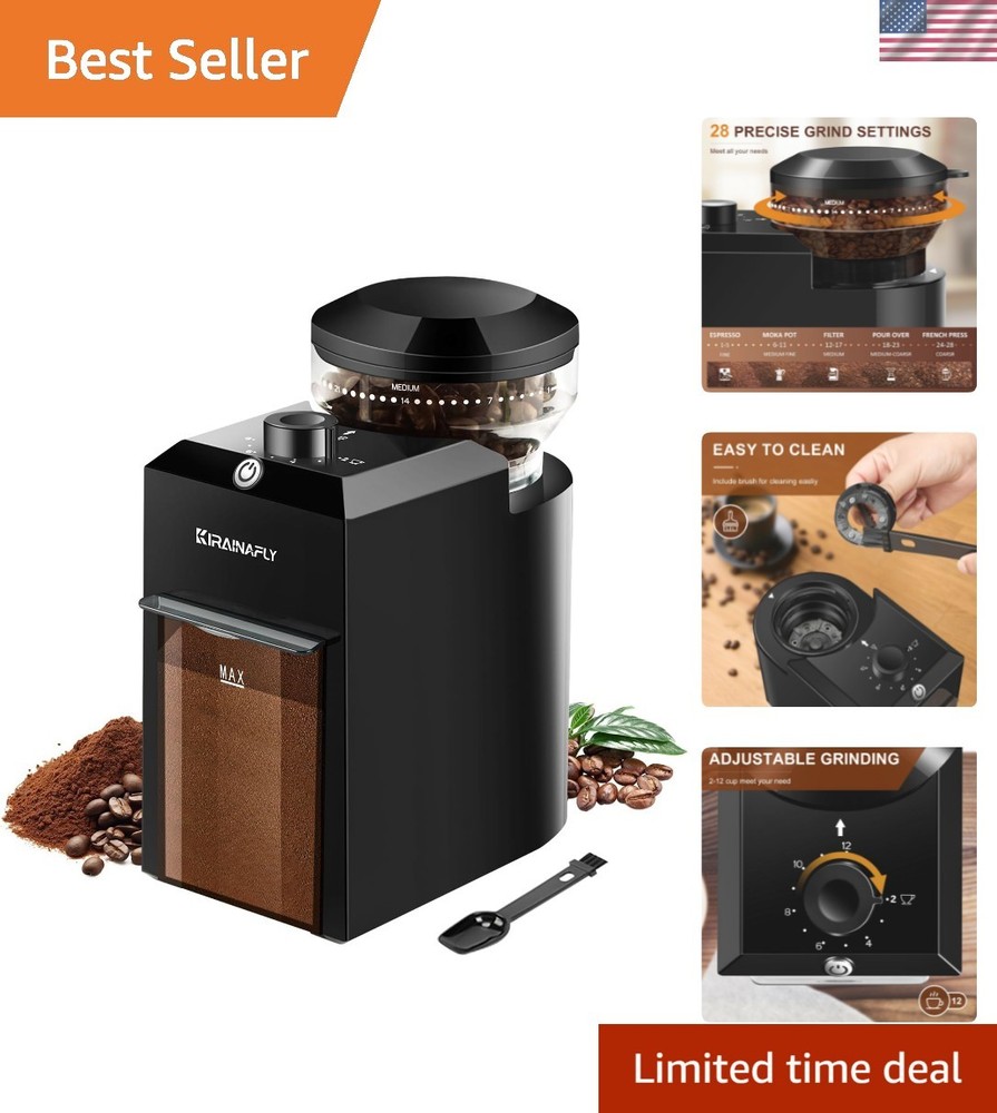 Electric Burr Coffee Grinder,Adjustable coffee grinder with 28 Precise Grind ...