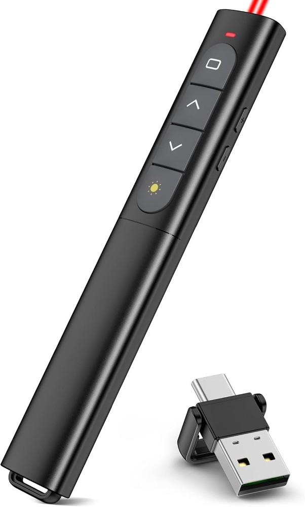 USB Type C Presentation Clicker with Red Light Presenter Remote Pointer *NOB