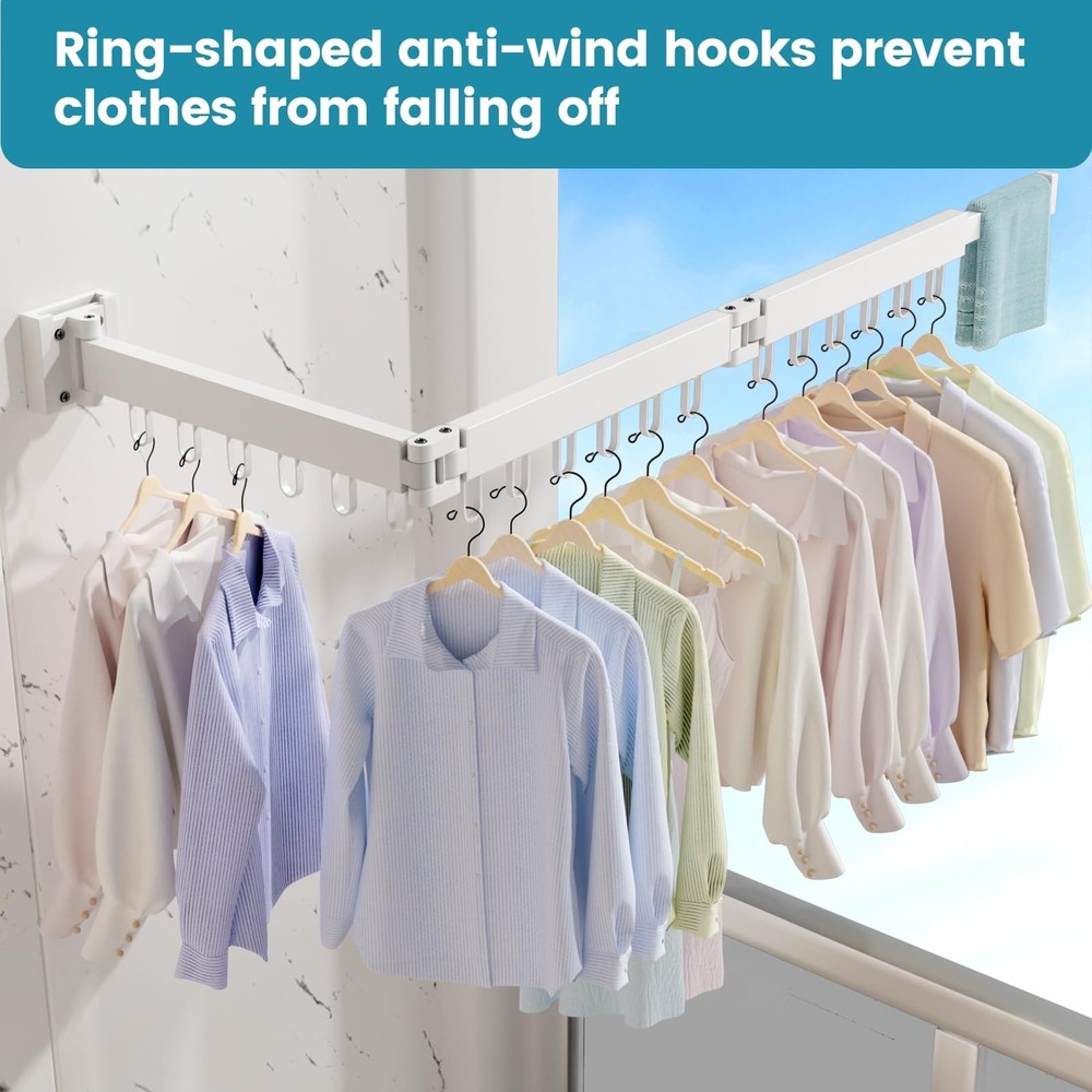Clothes Drying Rack Wall Mounted, Laundry Drying Rack Collapsible, Foldable &...