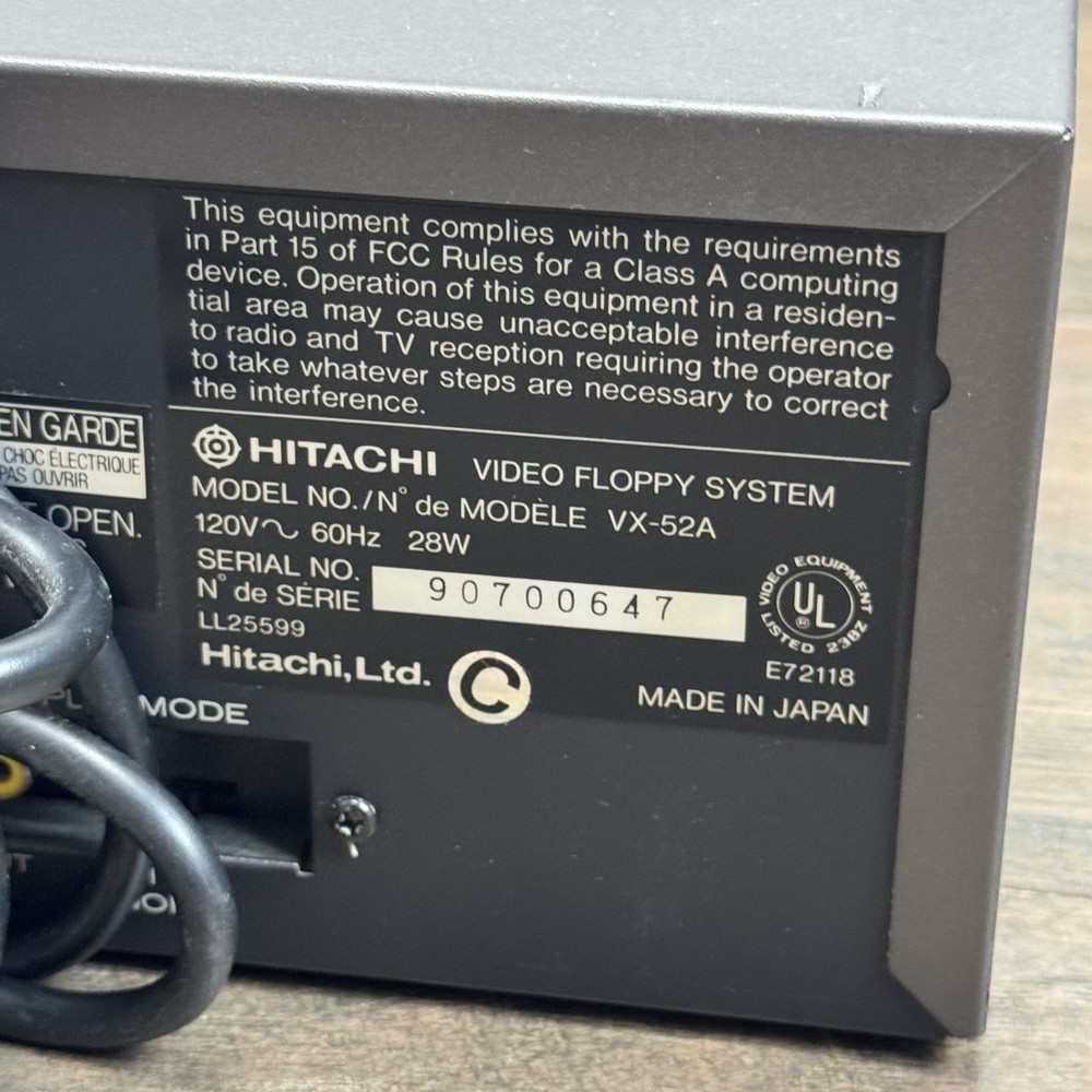 Hitachi VX-52A Video Floppy System Electronic-NOT TESTED
