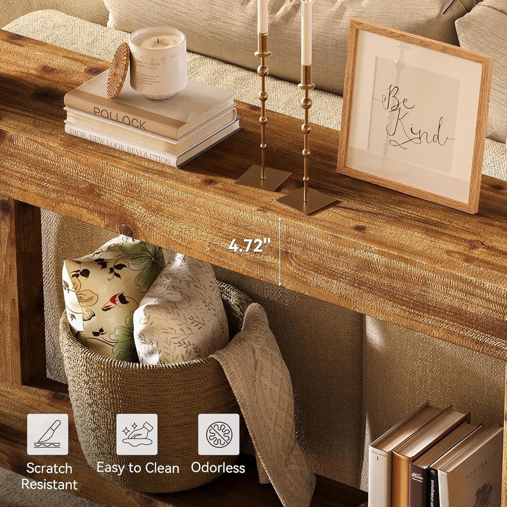 63'' Solid Wood Console Table Farmhouse Narrow Entryway Sofa Table with Storage