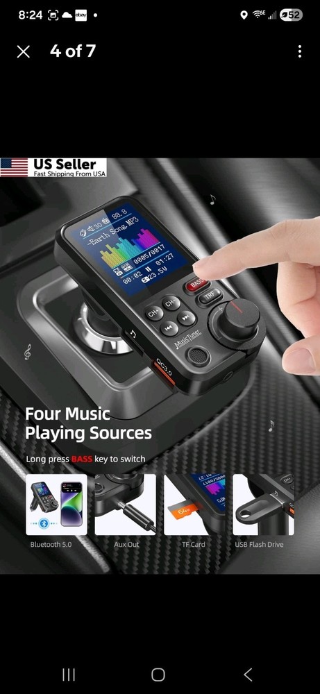 Nulaxy KM30 Bluetooth Car Adapter, FM Transmitter with 1.8" Small, Black