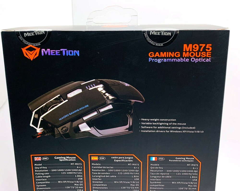 MeeTion Black M975 Macro Gaming Mouse