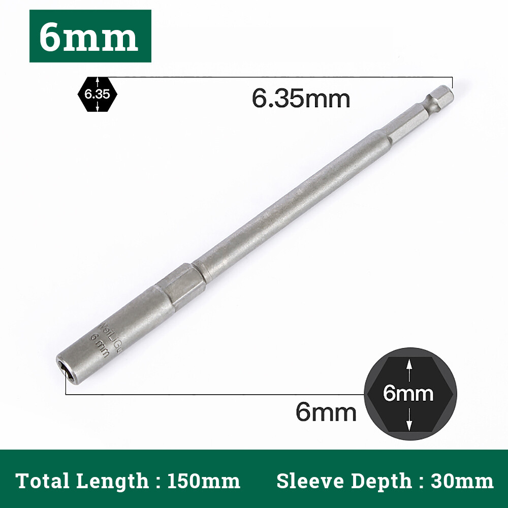 30mm Deep Socket Magnetic Nut Driver Set Drill Bit Adapter 1/4''Hex Shank 6-19mm