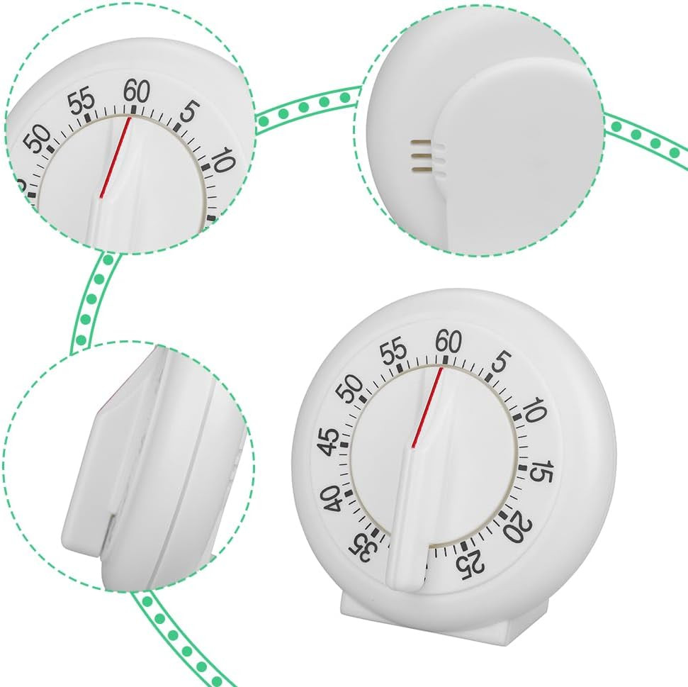 Kitchen Timer Manual, 60 Minutes Round Shape Timer Cooking Ring Mechanical Count