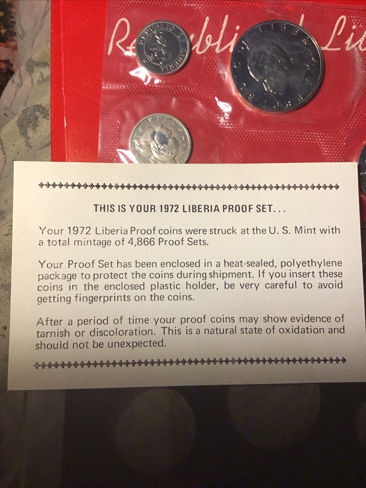 1972 RePublic Of Liberia Proof Set ,original Box,paperwork,&display Case