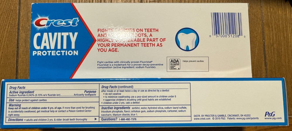 4 TUBES Crest CAVITY PROTECTION Fluoride Toothpaste Regular Paste 5.7oz Ea 10/26