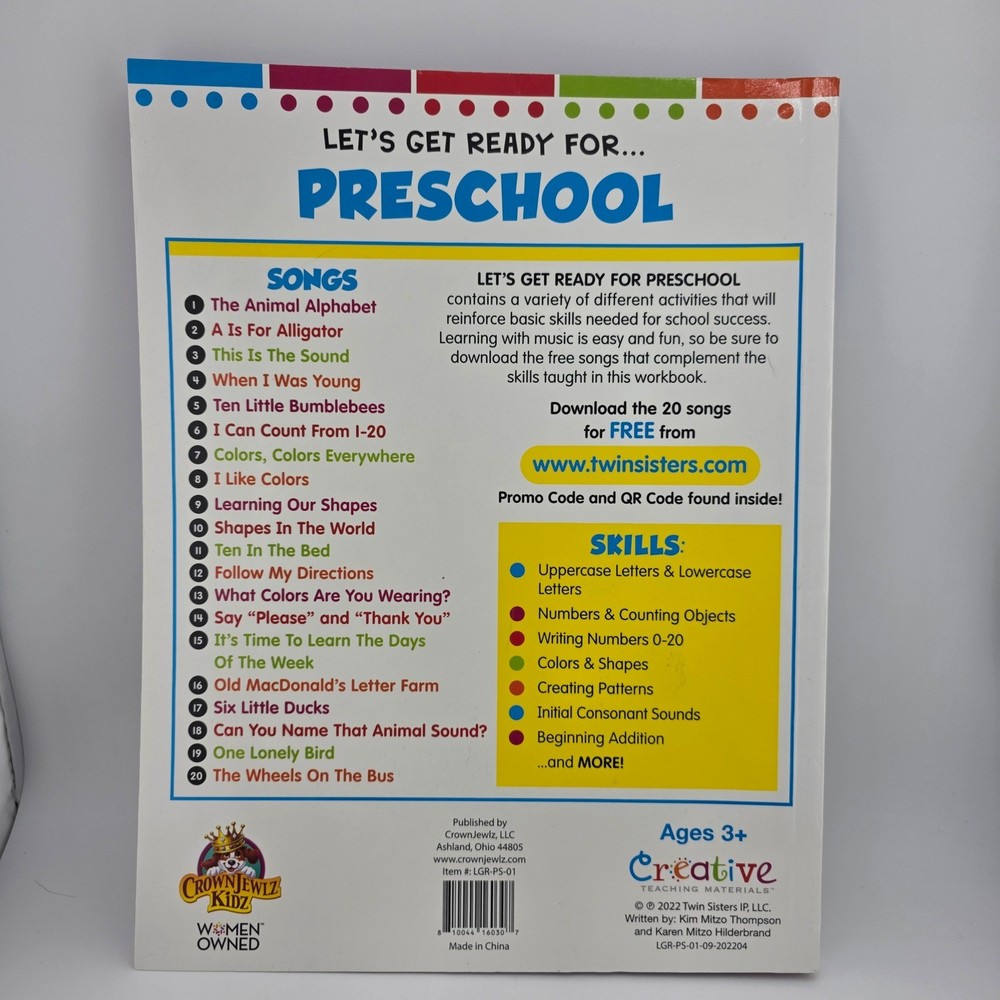 Creative Teaching Materials Lets Get Ready for Preschool Learning Workbook