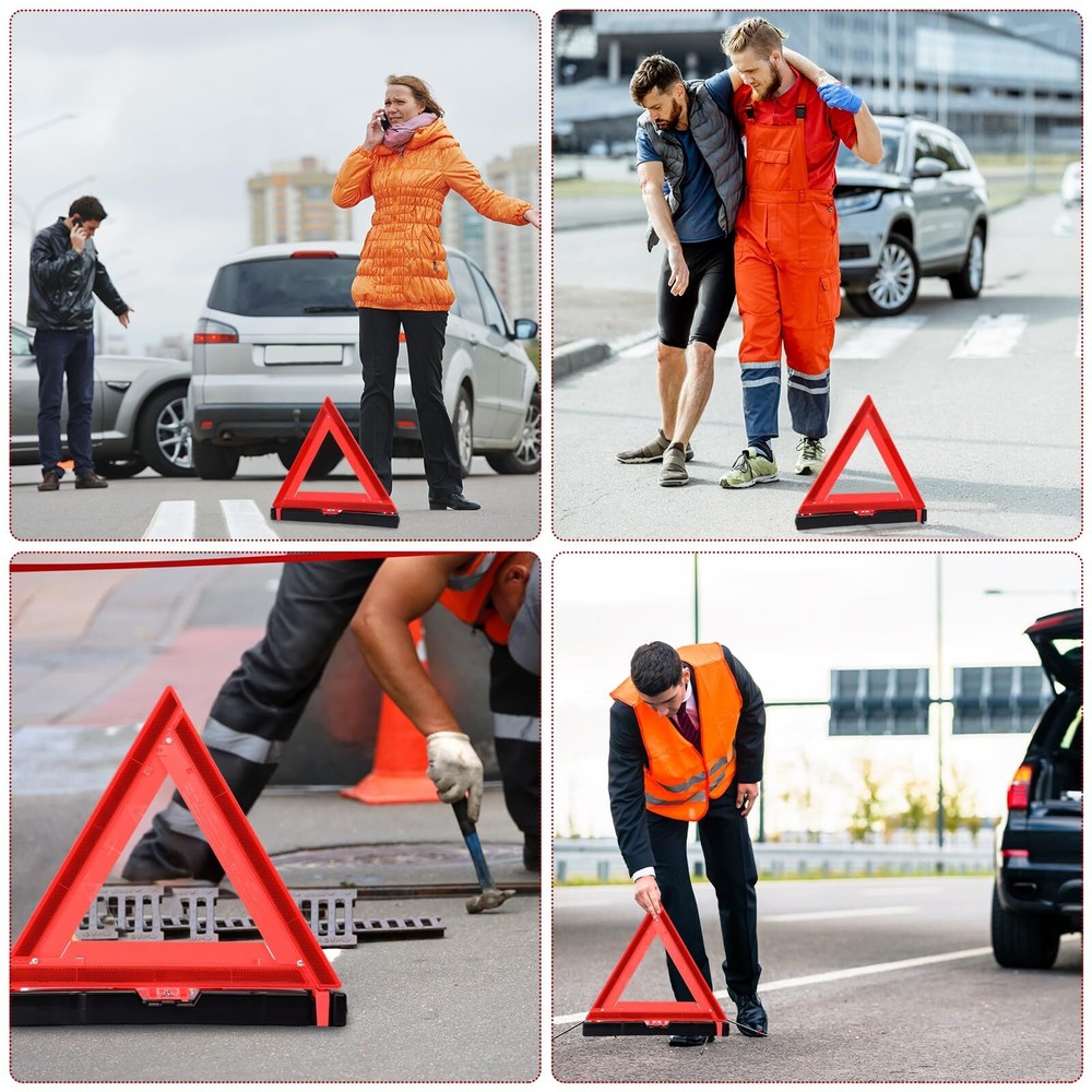 Warning Triangle DOT Approved Emergency Safety Triangle, Carrying Case (24 Pcs)