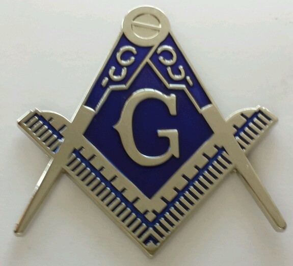 Masonic cut-out car emblem in silver