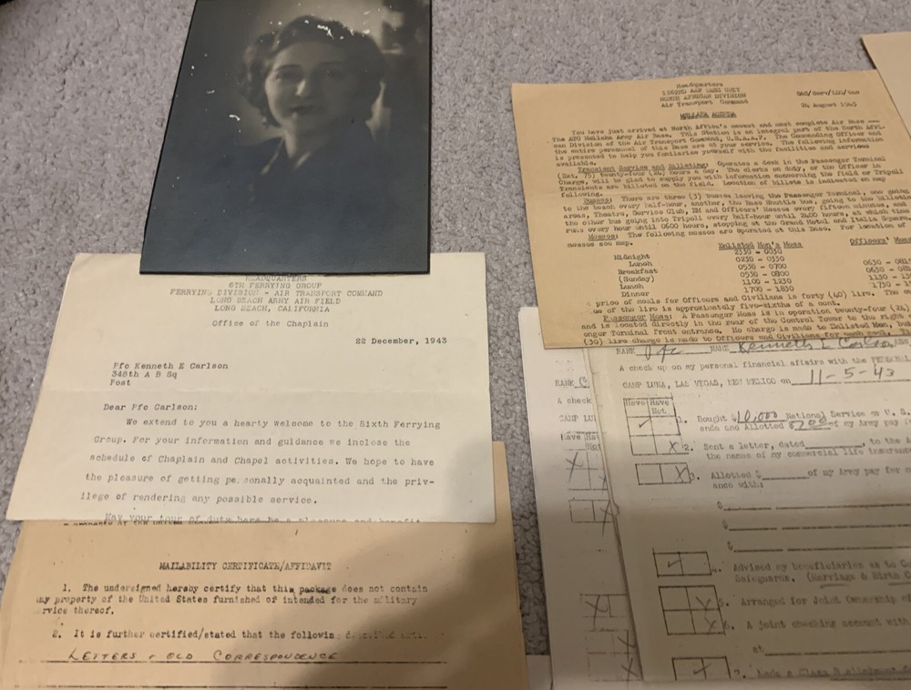 WWII ARMY TRANSPORT COMMAND PAPER LOT GROUP NORTH AFRICA 6TH FERRYING GROUP