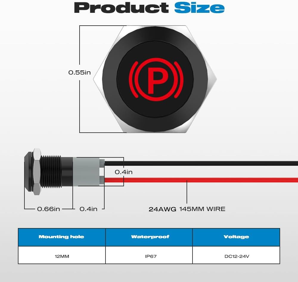 Indicator Light, 12V LED Small Indicator Light Waterproof 1/2" Panel Cutout 12V