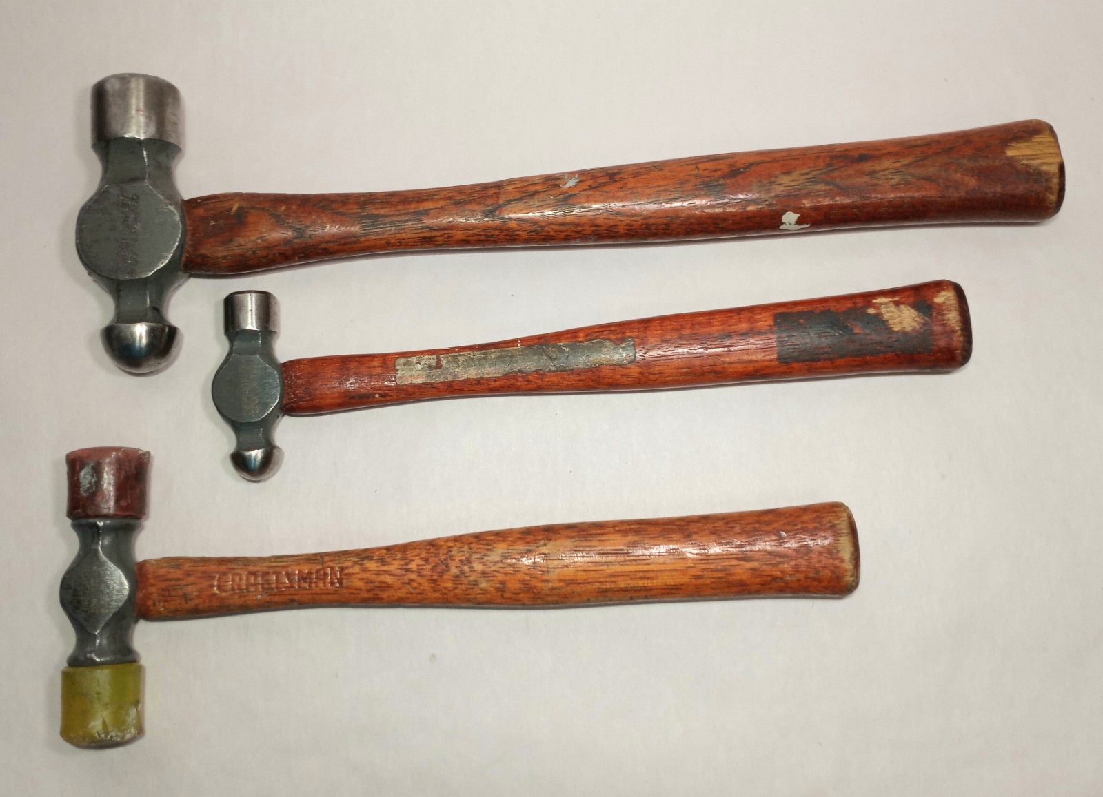 3pc Vtg Craftsman Hammer Lot Ball Peen 12 Oz, 4oz, Soft Face Mallet 6 Oz. READ