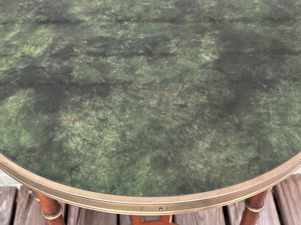 Beautiful John Widdicomb Marble Bronze Regency MCM Side End Table Signed Trinity
