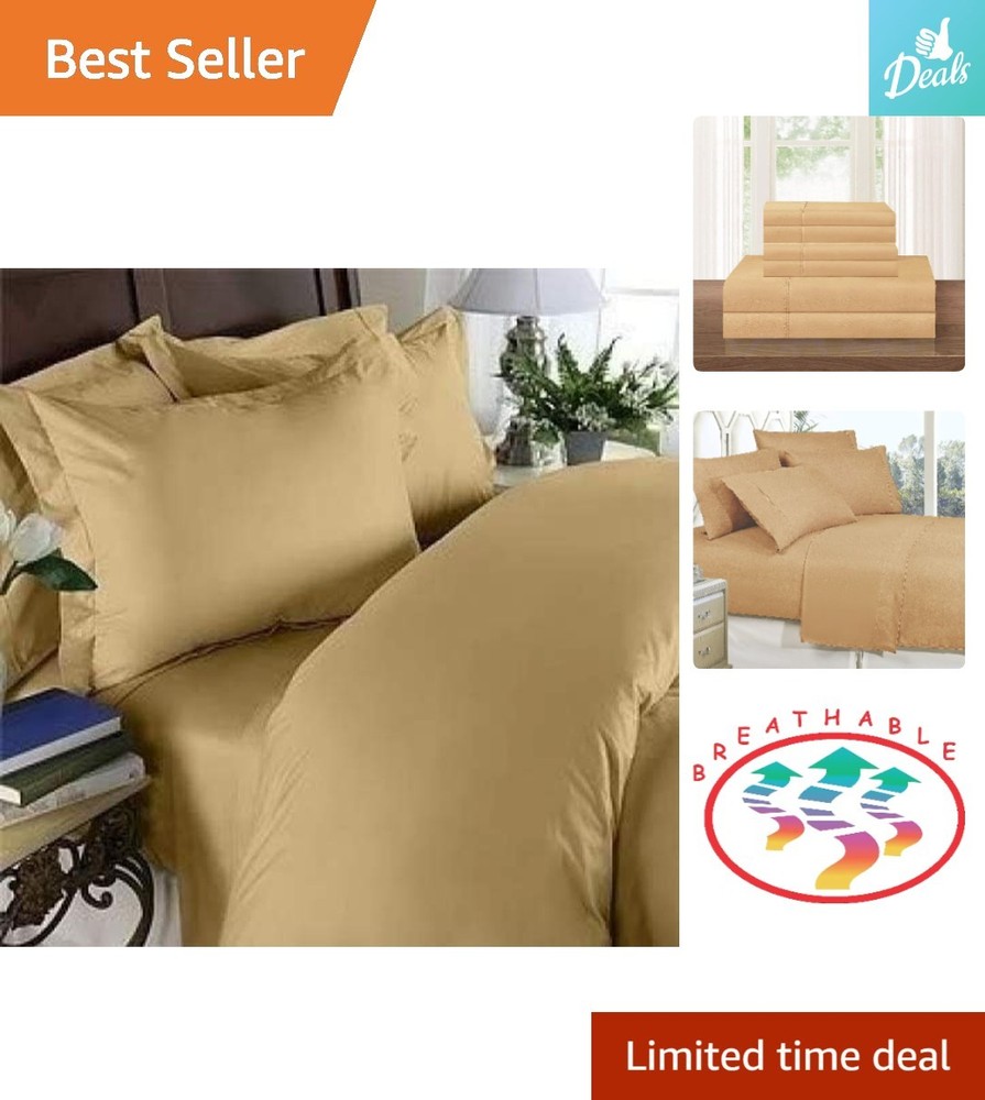 Soft Egyptian Microfiber 1500 Thread Count King Bedding Set - Camel-Gold Luxury