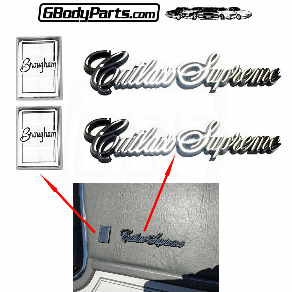 78-88 Brougham Cutlass Supreme Sail Panel Script Emblems GM#  20085597  20085400