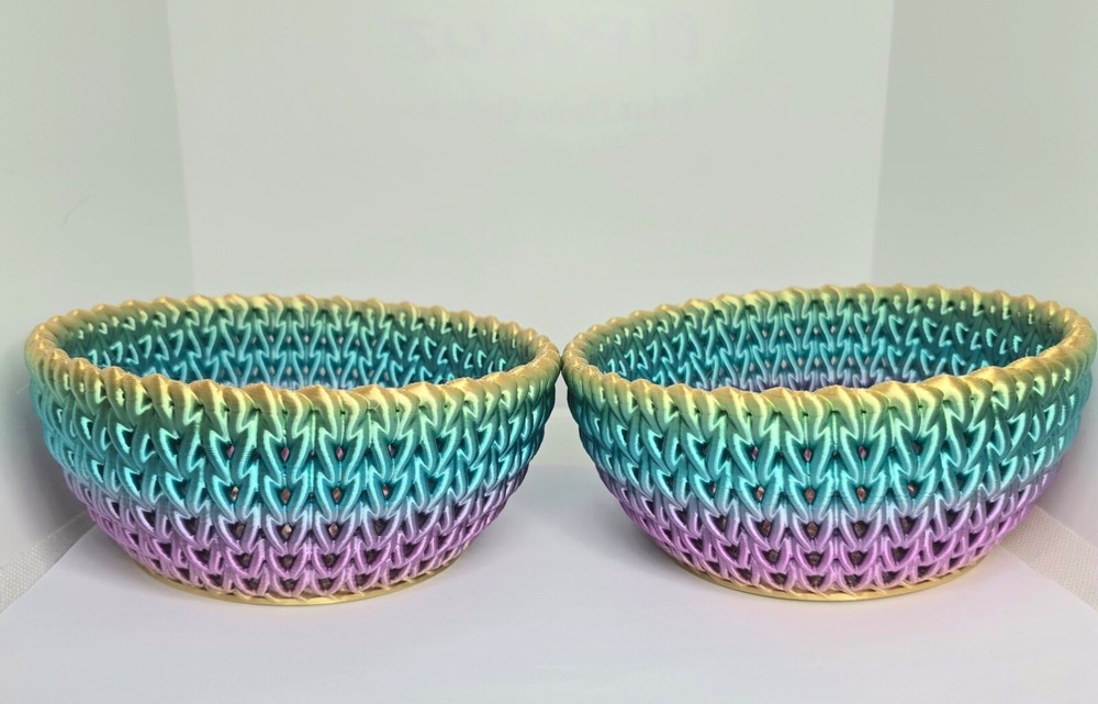 Two 3D Decorative Bowls for Easter Candy or Bathroom Supplies