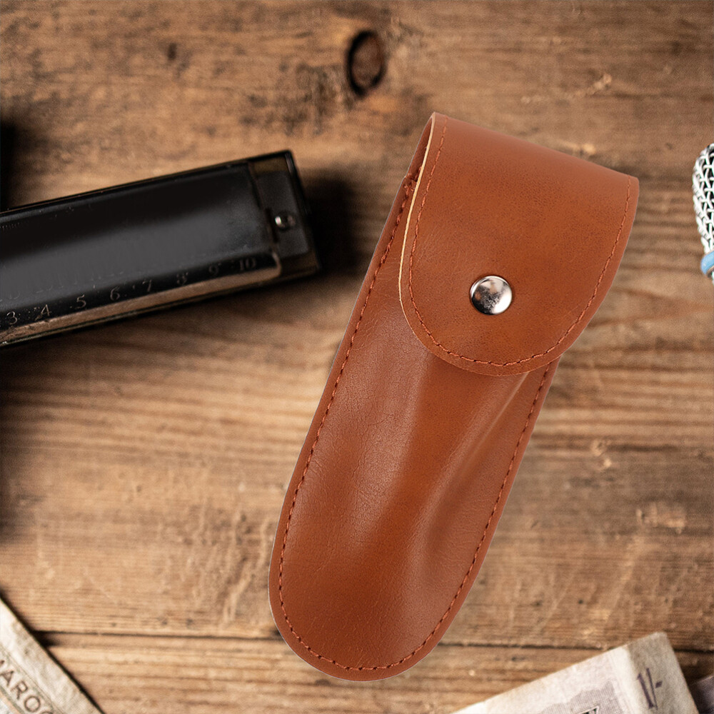 3PCS Leather Harmonica Case Portable Harmonica Storage Bags Harmonica Pouch