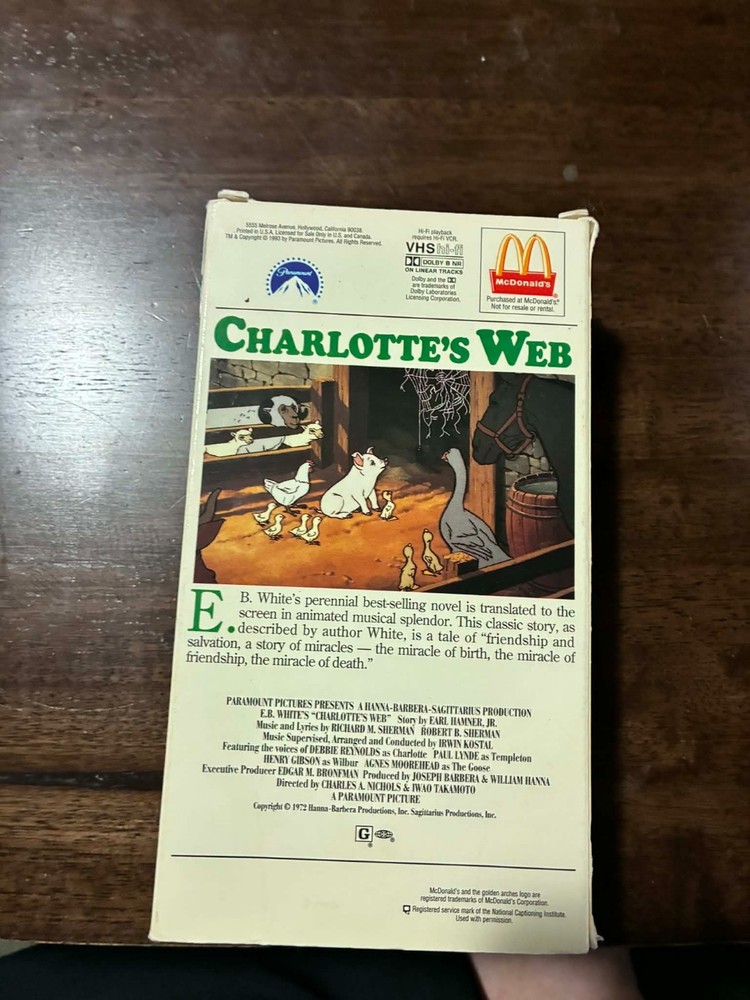 Charlotte's Web 1973 VHS 1993 (McDonald's Release)