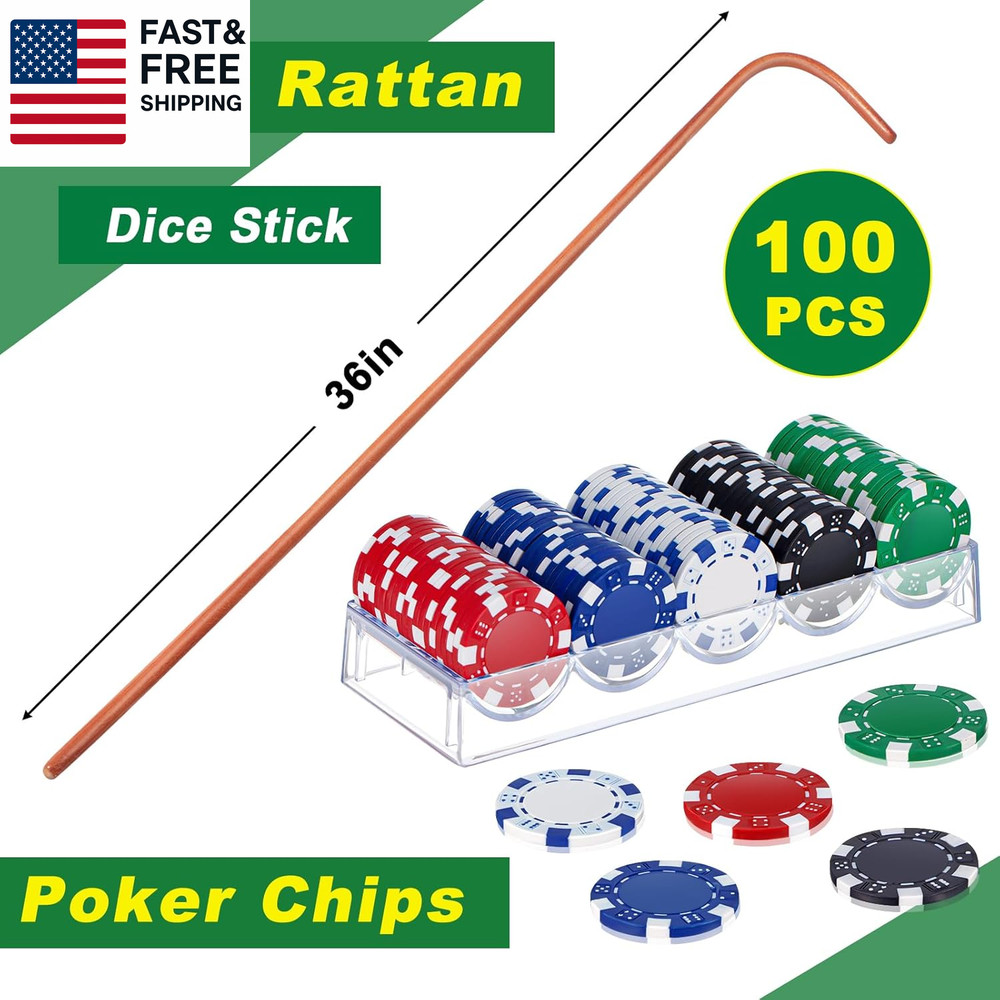 Craps Tabletop Game Set, Includes 35" X 70" Rubber Craps Tabletop Layout Mat, 36