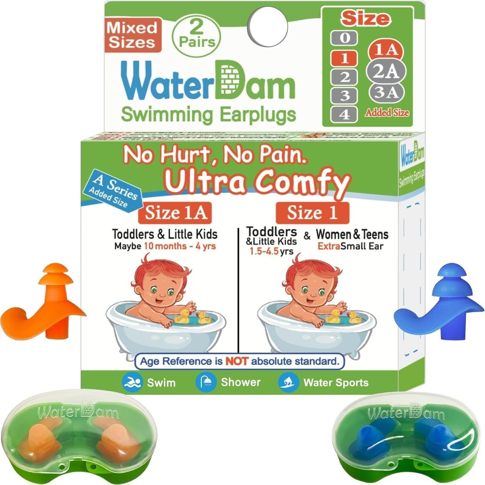 Mixed Sizes Waterproof Earplugs - Comfortable & Safe Design