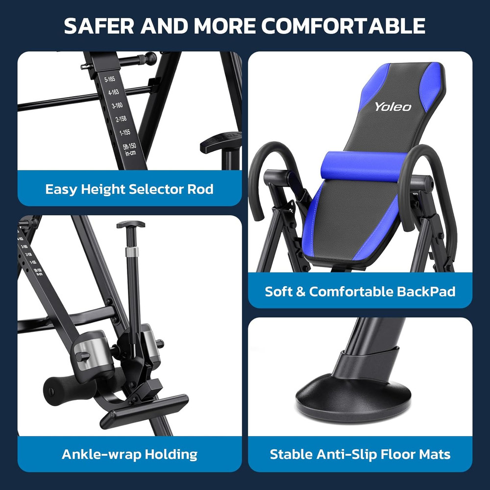 YOLEO Gravity Inversion Table for Back Pain Relief 2026 New Inversion Table W/Lu