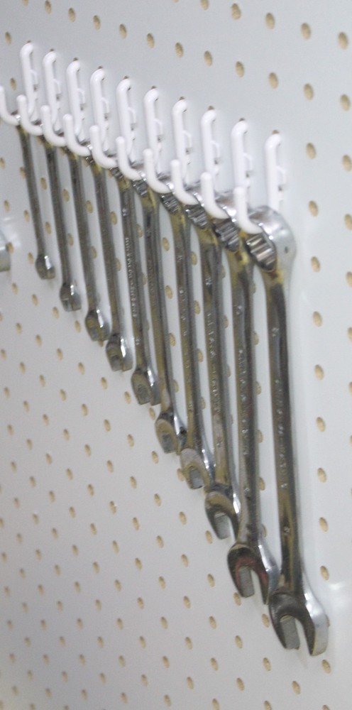 Plastic White Pegboard Wall Locking Hooks 50 J & 50 L Pack PEGBOARD NOT INCLUDED