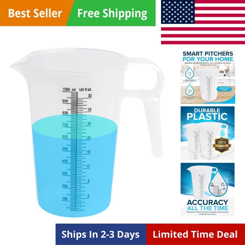32oz 1 quart Measuring Pitcher, Plastic, Multipurpose - Great for Chemicals, ...