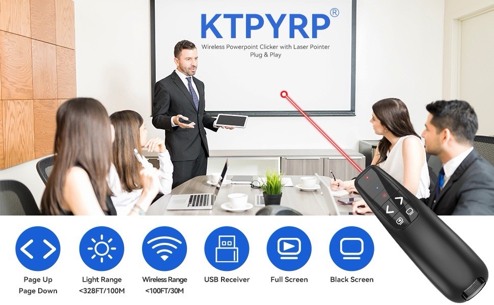USB Wireless Presentation PowerPoint Clicker Remote With Laser