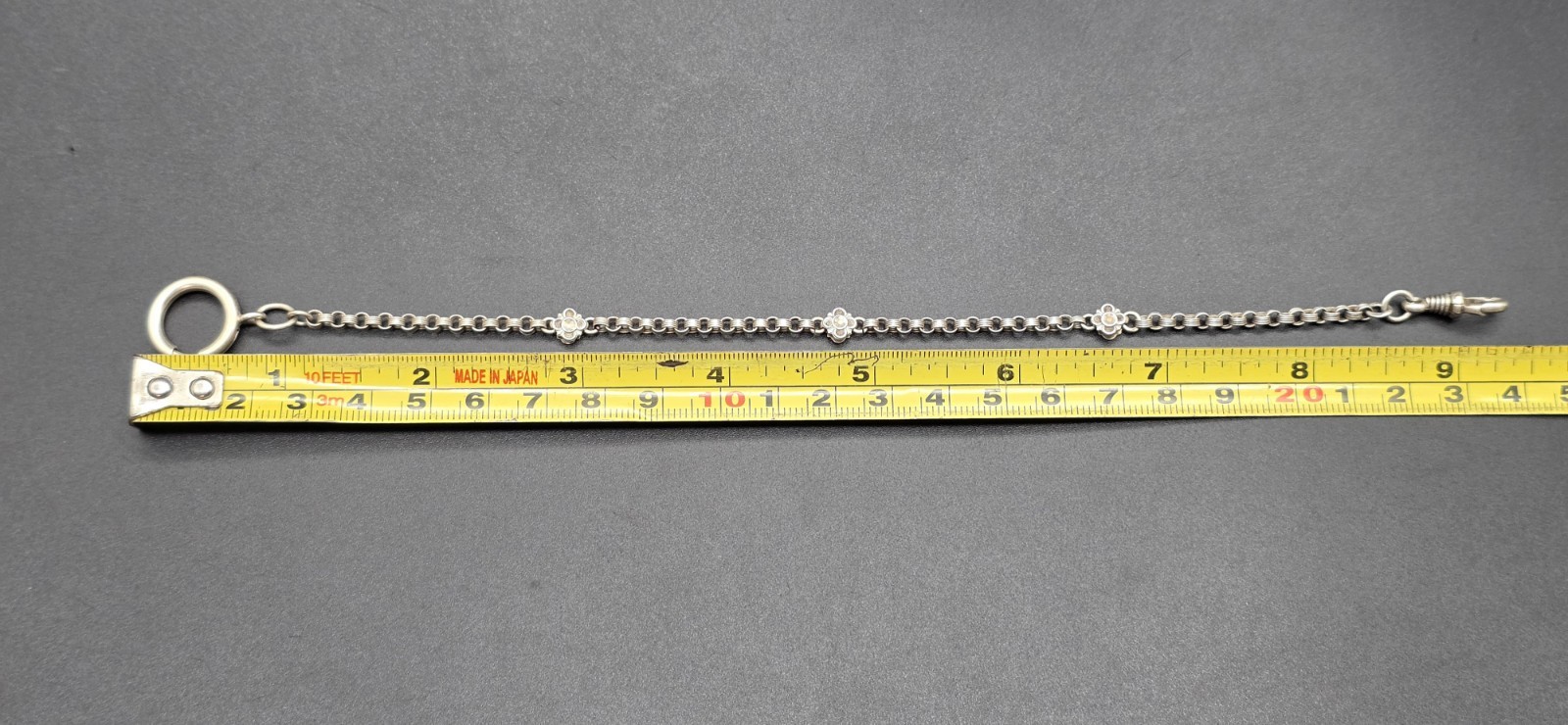 Antique Belle Époque Silver 800 Pocket Watch Chain Albertina France c1900