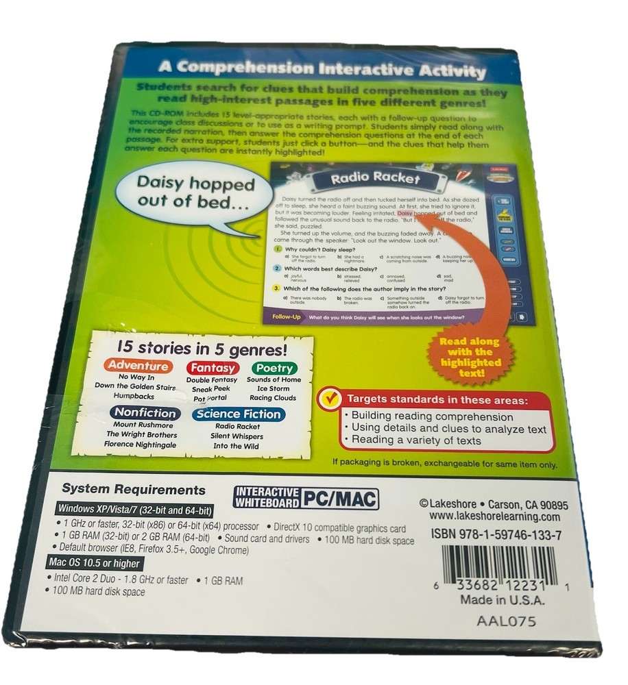 New Highlight The Clues Interactive Comprehension Activities Gr. 5-6- CD PC Mac