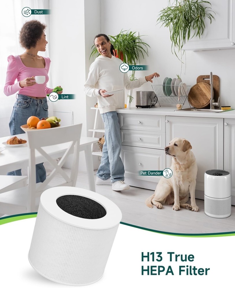 (2) Replacement H13 True HEPA & Activated Carbon Filter for LEVOIT Core Mini