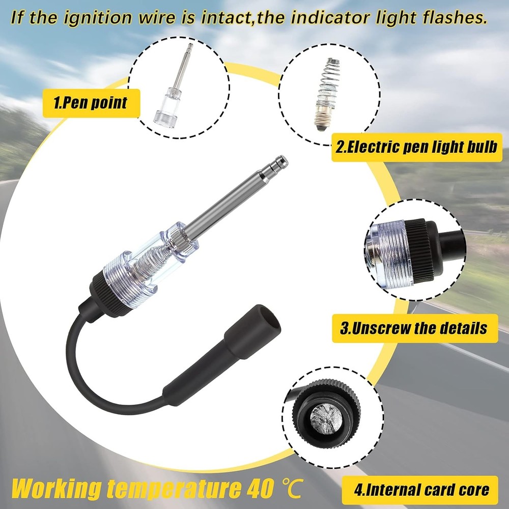 Inline Spark Plug Tester Engine Straight Boot Ignition Tester Light Lawnmower Ch