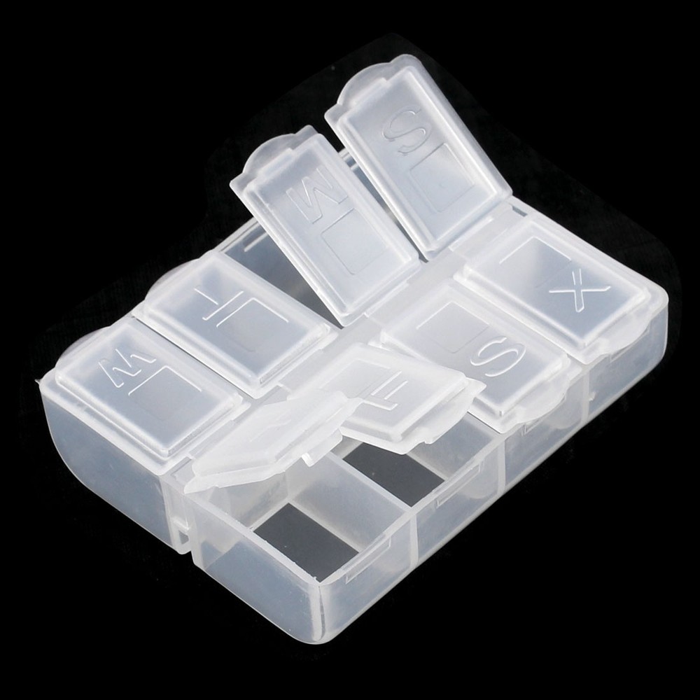 Weekly 8 Compartments Pill Box Tablet Holder Case Organizer Container Clear