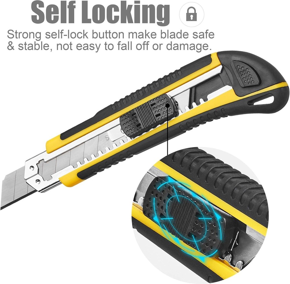 Utility Knife Box Cutter Retractable Self Loading Heavy Duty Snap Off Quick C...